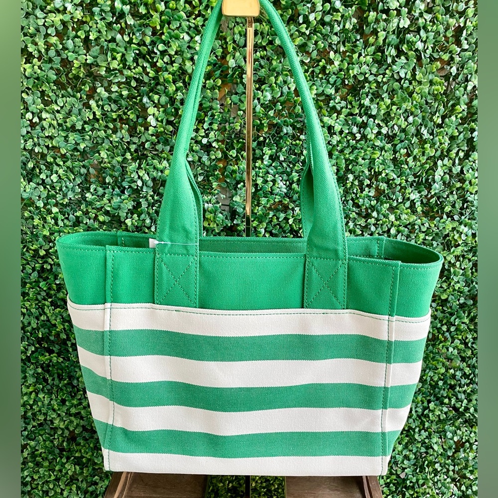 Kate Spade Jett Large Tote | Green Beach Time Stripe | Embroidered Logo | NWT - Picture 8 of 16